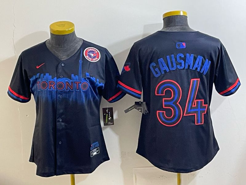 Women 2025 Nike Toronto Blue Jays #34 Gausman Blue Game MLB Jersey 03->women mlb jersey->Women Jersey